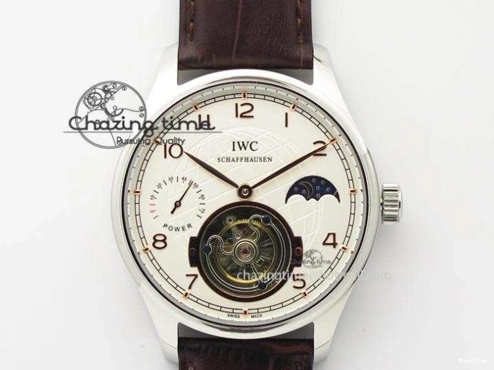 MIROTIME 0513 GoAnywhere Portuguese IW5444 RG White Dial RG Numbers On Brown Leather Strap A 7253